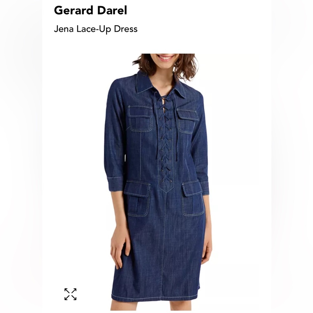 Gerard Darel Jena Denim Lace-Up Dress. Size 36 (US 4). EUC